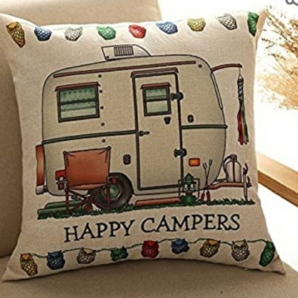 3 /$33 Accent cushion  cover , Happy Campers - Picture 2 of 4
